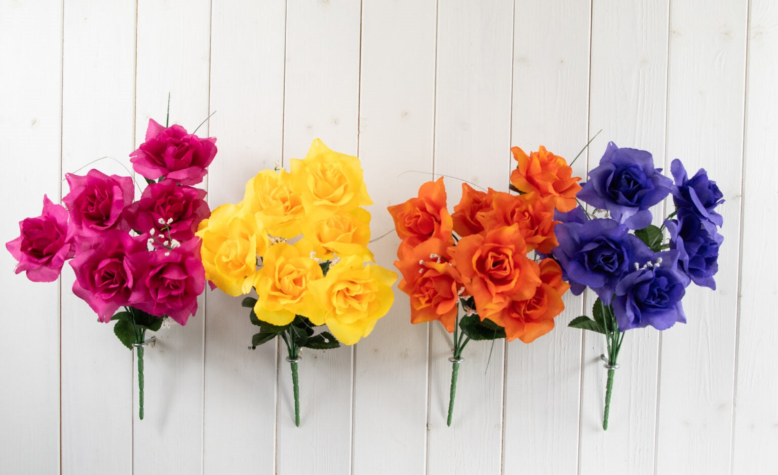 ASSORTED COLOUR ARTIFICIAL / FAUX FLOWER CARNIVAL ROSE BUSH. FL13178 \\\KD27091