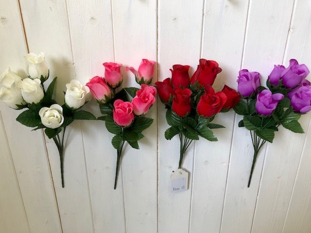 ASSORTED COLOUR ARTIFICIAL / FAUX FLOWER ROSE BUD BUSH. FL13279 \\\KD27093