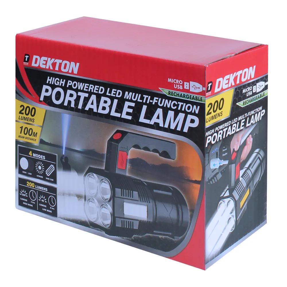 DEKTON RECHARGEABLE HIGH POWERED LED PORTABLE LAMP 200LUMENS. DT50622 \\\KD27113