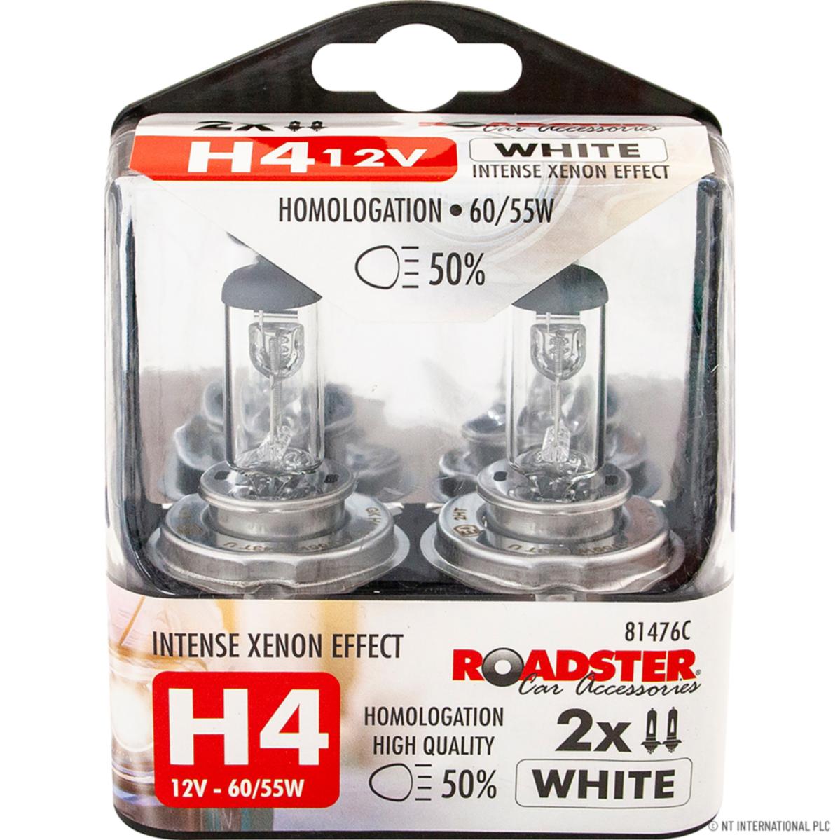 ROADSTER H4 12V 55/60W 472 3 PIN XENON EFFECT HALOGEN CAR BULB / LAMP 2/PK. 81476C \\\KD27183