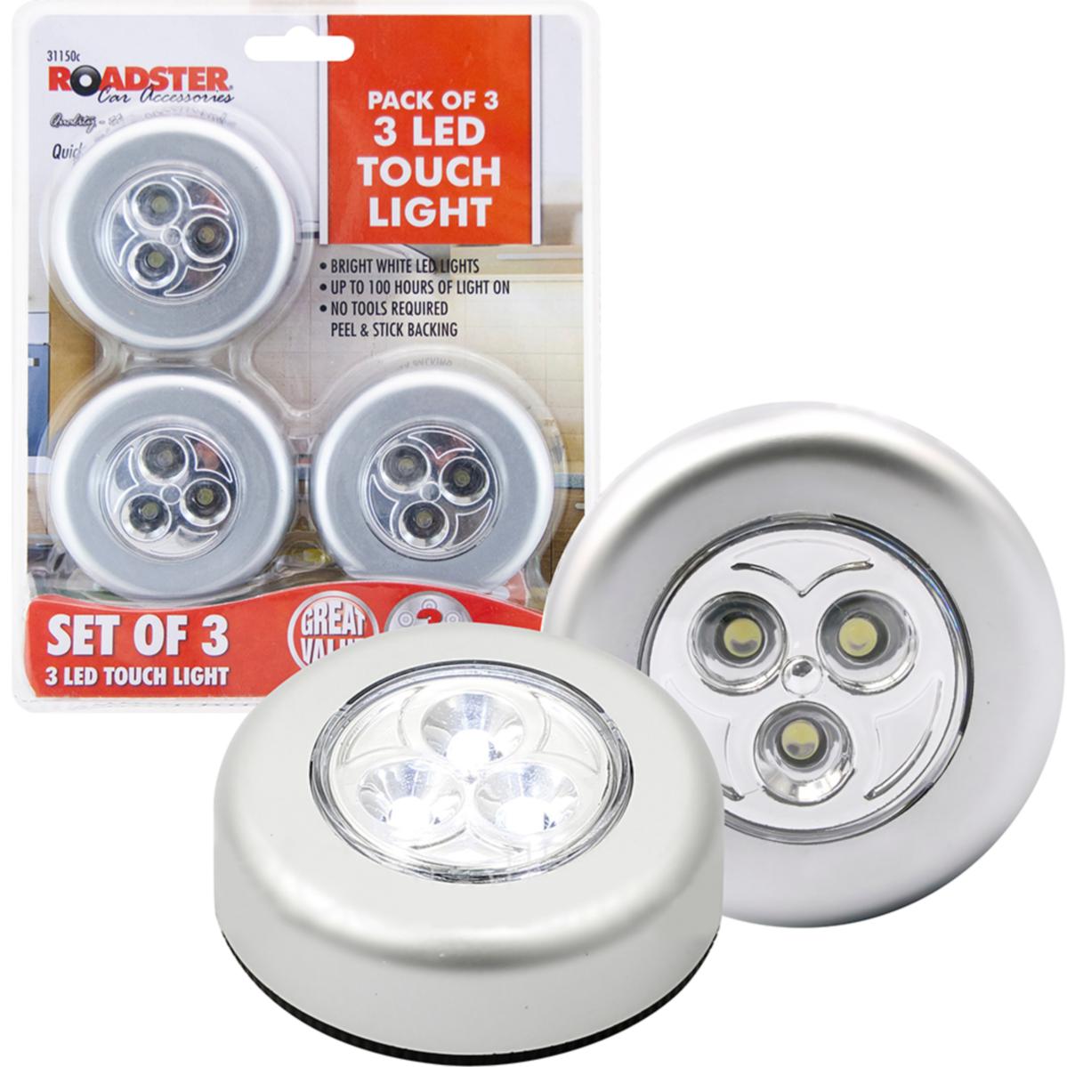 ROADSTER BATTERY OPERATED WIRELESS PUSH LED LIGHT 3/PK. 31150C \\\KD27190