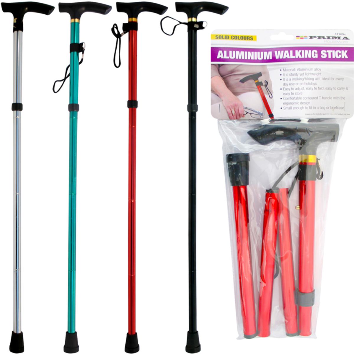PRIMA ASSORTED ALUMINIUM FOLDING ADJUSTABLE WALKING STICK. 41169C \\\KD27205