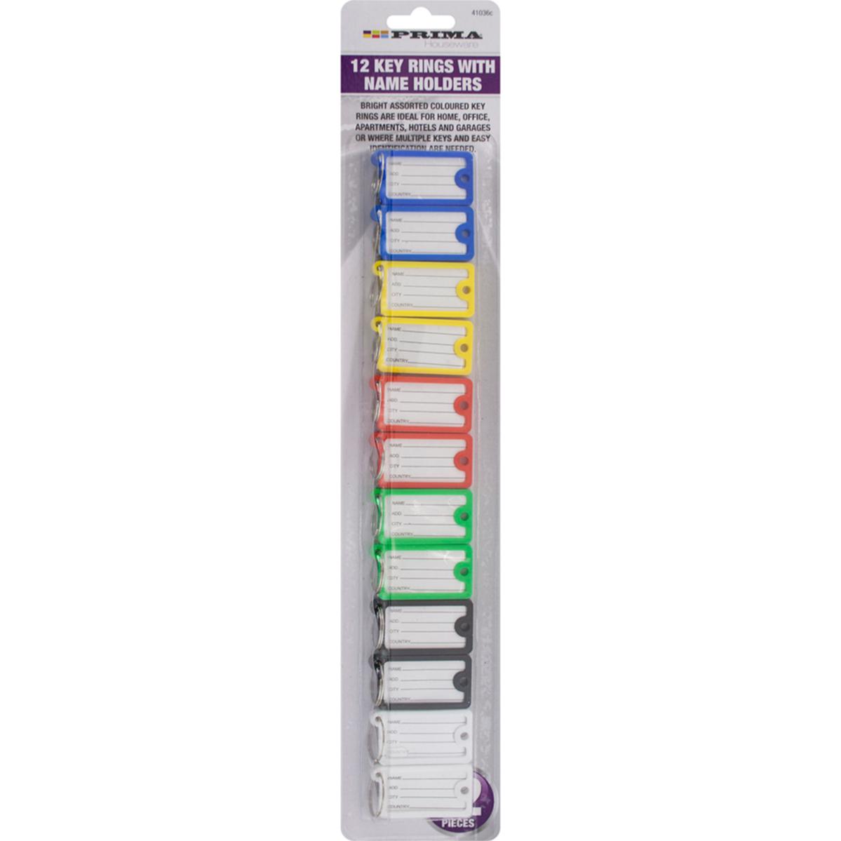 PRIMA PLASTIC KEY TAGS WITH SPLIT RING 12/PK. 41036C \\\KD27208