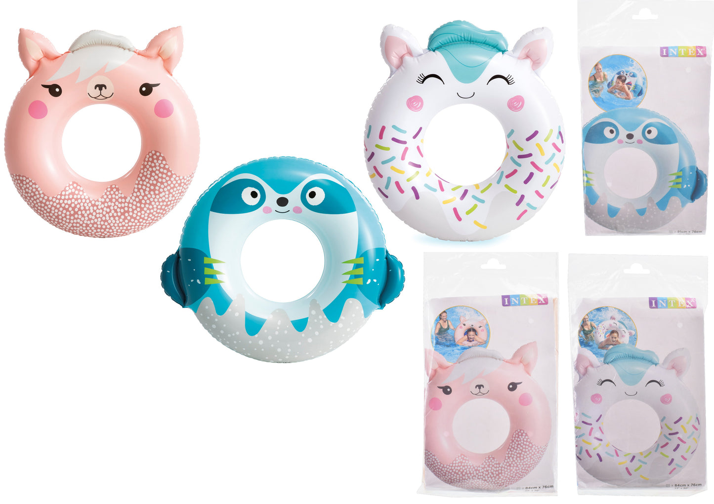 INTEX ASSORTED INFLATABLE CUTE ANIMAL SWIM RING 76CM. TY6170 \\\KD27223
