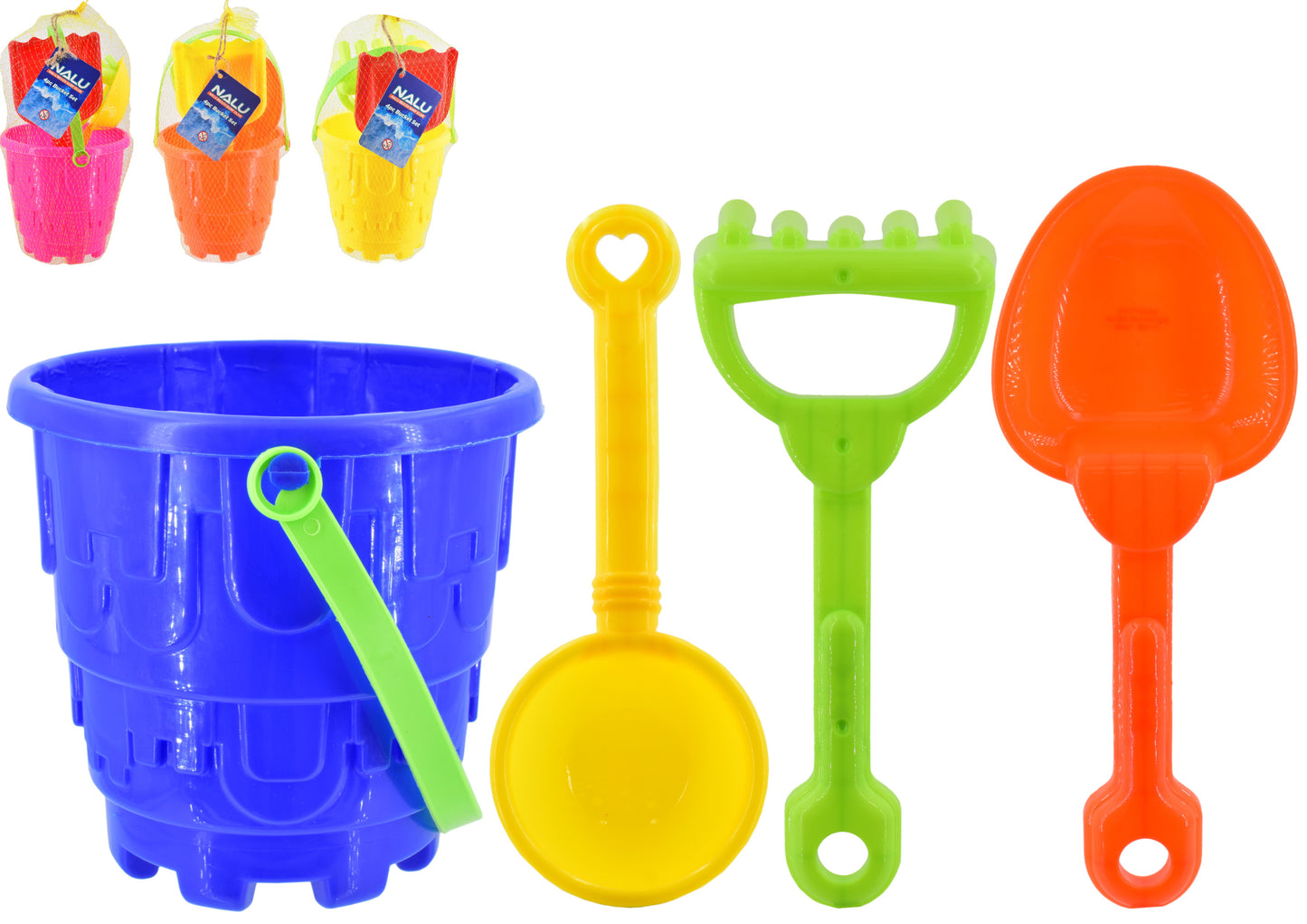 NALU ASSORTED ROUND CASTLE BEACH BUCKET SET 4PCS. TY1186 \\\KD27231