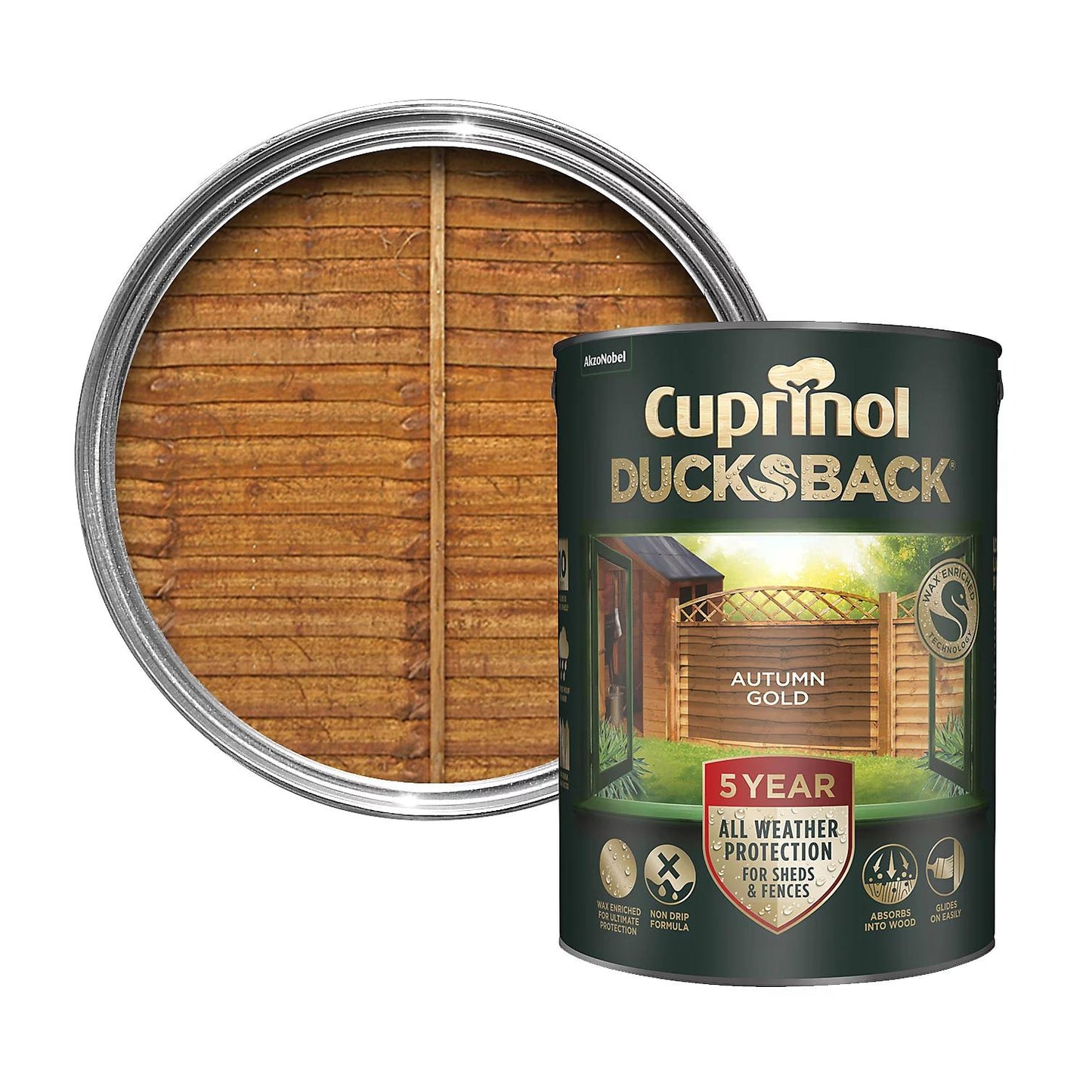 CUPRINOL DUCKSBACK EXTERIOR WOOD SHEDS FENCES PAINT 5L - AUTUMN GOLD. 511363 \\\KD27243