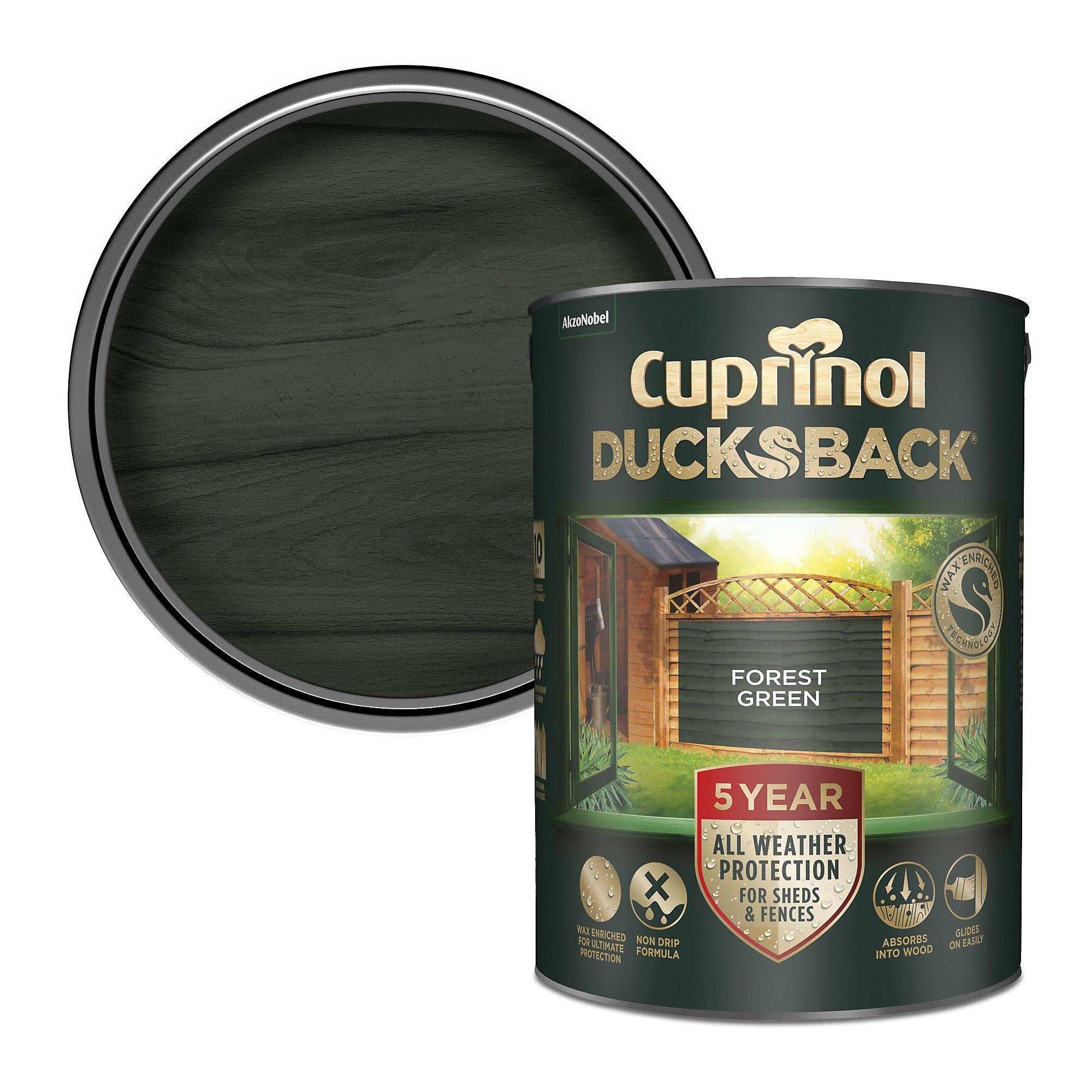 CUPRINOL DUCKSBACK EXTERIOR WOOD SHEDS FENCES PAINT 5L - FOREST GREEN. 5092438 \\\KD27245