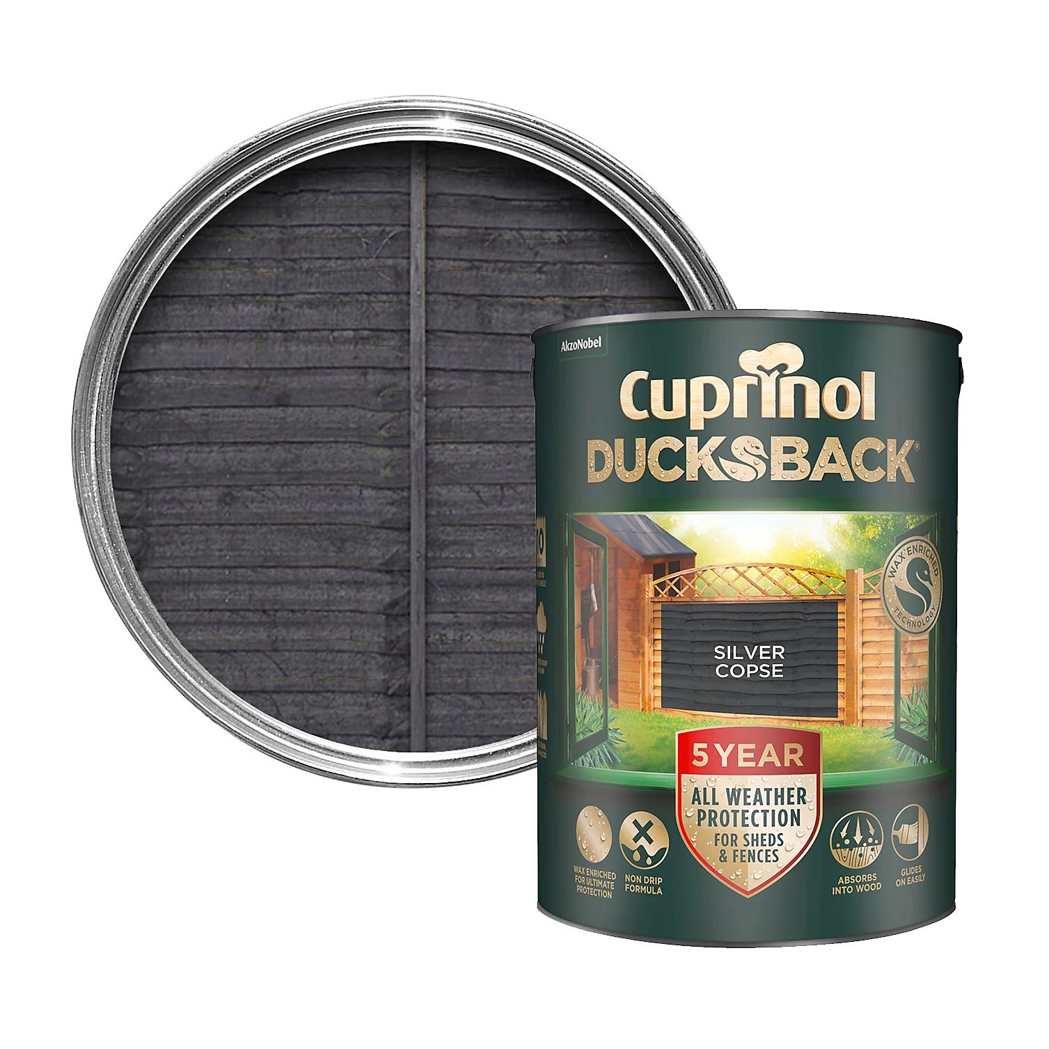 CUPRINOL DUCKSBACK EXTERIOR WOOD SHEDS FENCES PAINT 5L - SILVER COPSE. 5095343 \\\KD27249