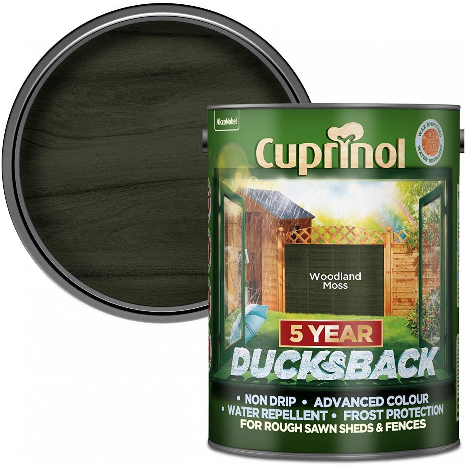 CUPRINOL DUCKSBACK EXTERIOR WOOD SHEDS FENCES PAINT 5L - WOODLAND MOOS. 5095342 \\\KD27250