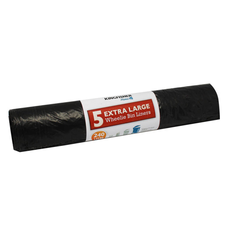 KINGFISHER  EXTRA LARGE WHEELIE BIN LINERS 240L 5/PK. BB5WB \\\KD27260