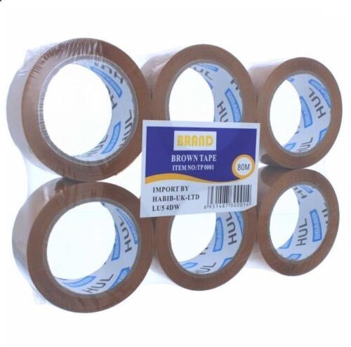 HUL BROWN PACKING BUFF TAPE 48MM X 80M 6/PK. TP0001 \\\KD27283