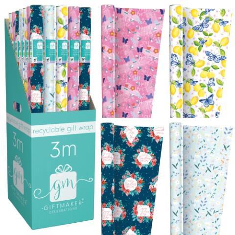 GIFTMAKER EVERYDAY FEMALE DESIGN GIFT WRAP ROLL 69CM X 3M. YAMGW20A \\\KD27332