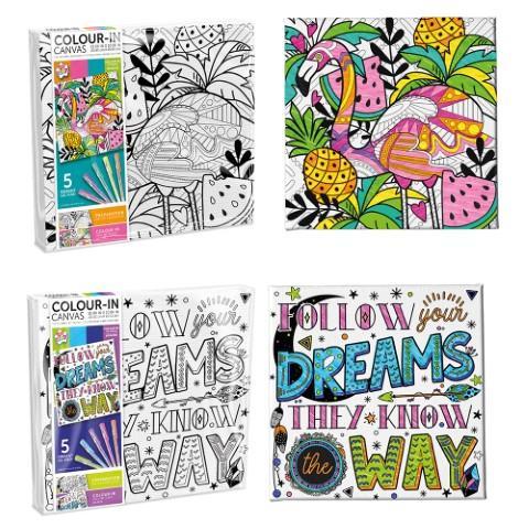 KIDS CREATE ASSORTED COLOUR IN CANVAS 25CM X 25CM. CCAN \\\KD27350