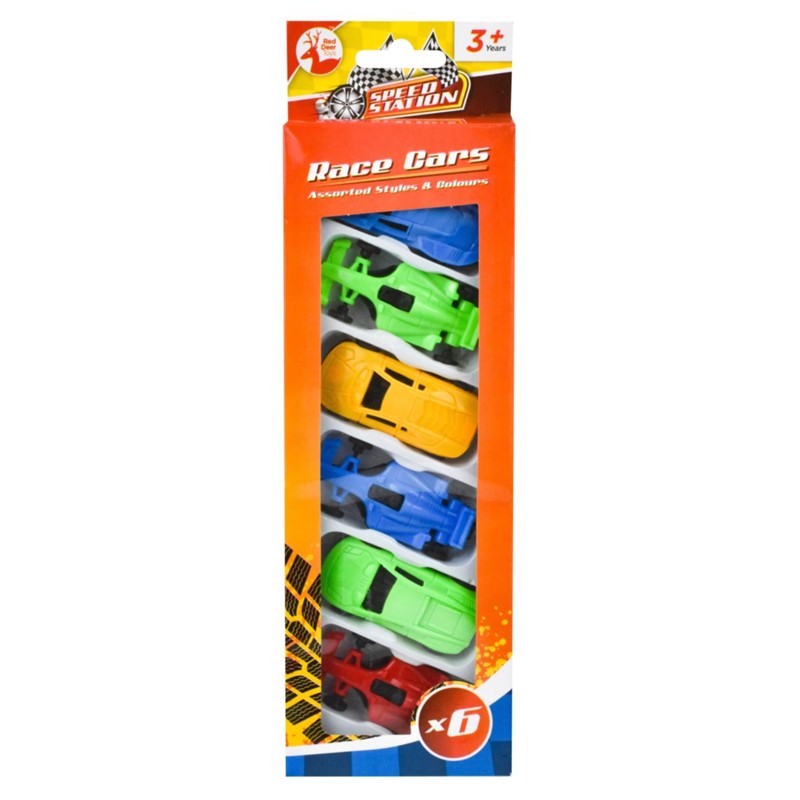 RED DEER TOYS SPEED STATION RACING CARS 6/PK. OL321231 \\\KD27405