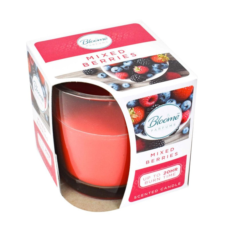 BLOOM SCENTED GLASS JAR CANDLE 20H - MIXED BERRIES. OL322076 \\\KD27407