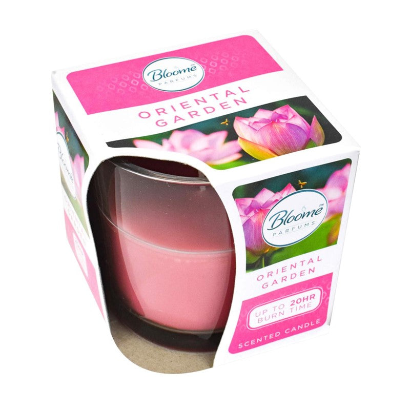 BLOOME SCENTED GLASS JAR CANDLE 20H - ORIENTAL GARDEN. OL322082 \\\KD27410