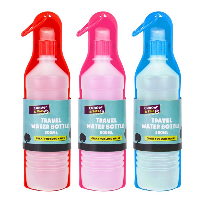 COOPER & PALS DOG TRAVEL WATER BOTTLE 500ML. OL321796 \\\KD27414