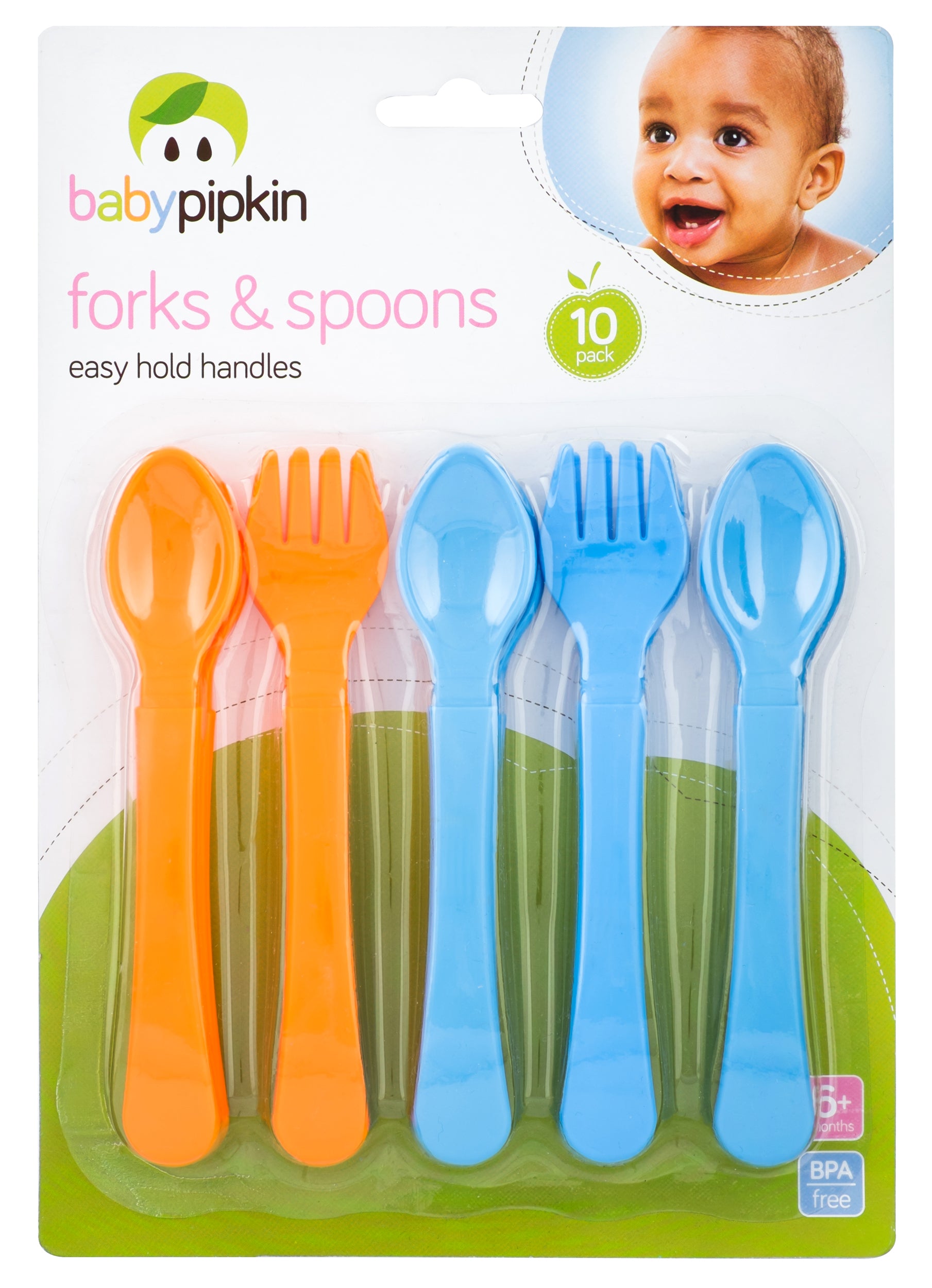 BABYPIPKIN EASY TO HOLD BABY FORKS AND SPOONS SET 10/PK. Z66000 \\\KD27440