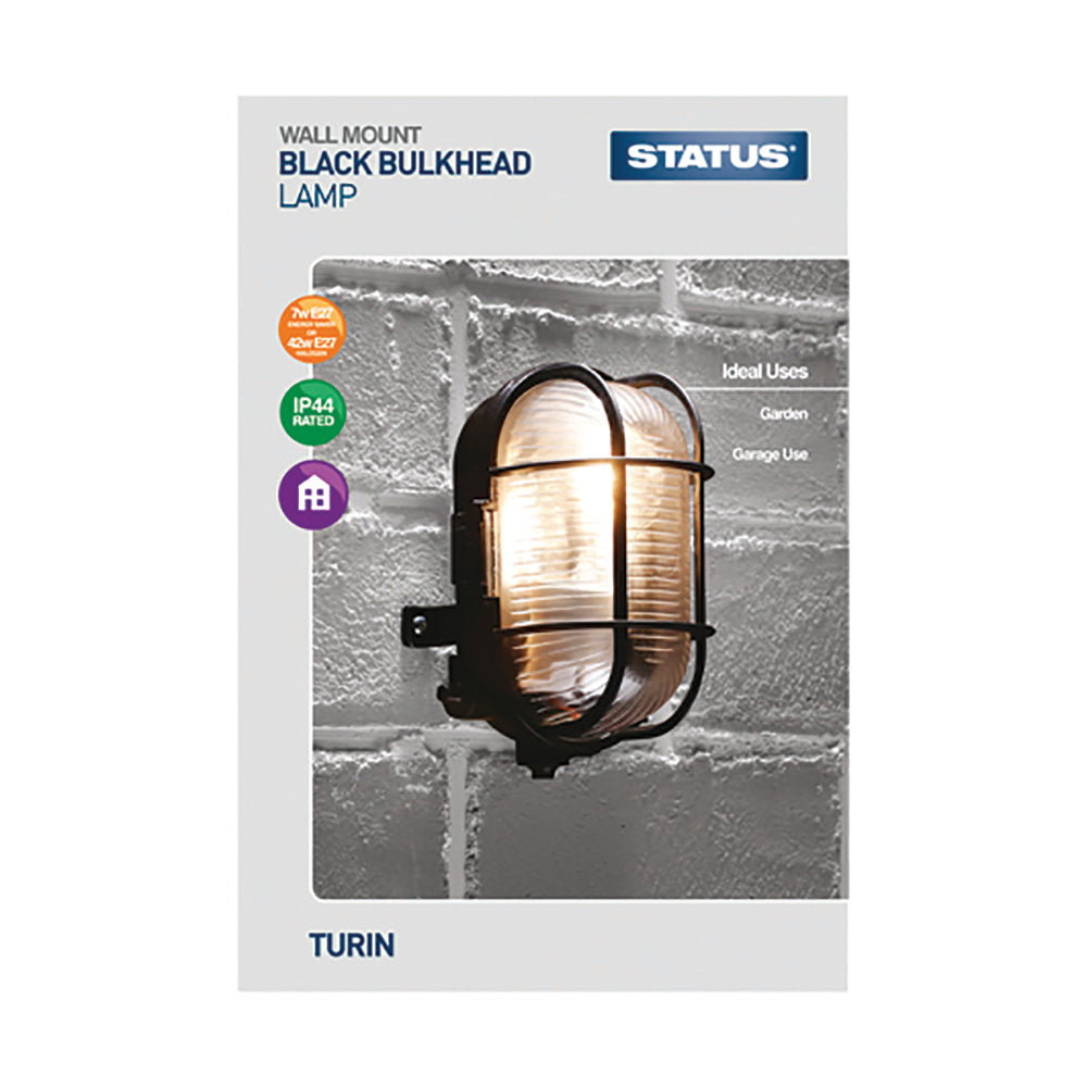 STATUS TURIN WALL MOUNT BLACK BULK HEAD LAMP IP44 12W  / 42W. 60SIBHBX2 \\\KD27536