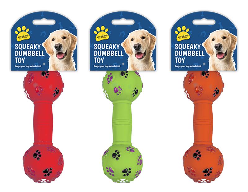 KINGDOM PAW PRINT SQUEAKY DUMBELL PET DOG TOY. PET6390OB \\\KD27572
