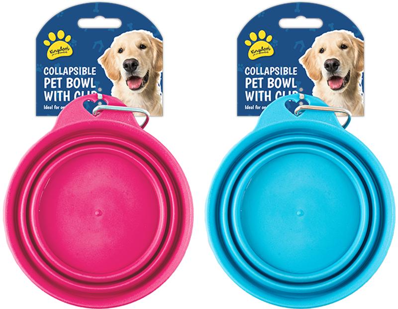 KINGDOM COLLAPSIBLE PET BOWL15CM WITH CLIP. PET6474 \\\KD27580