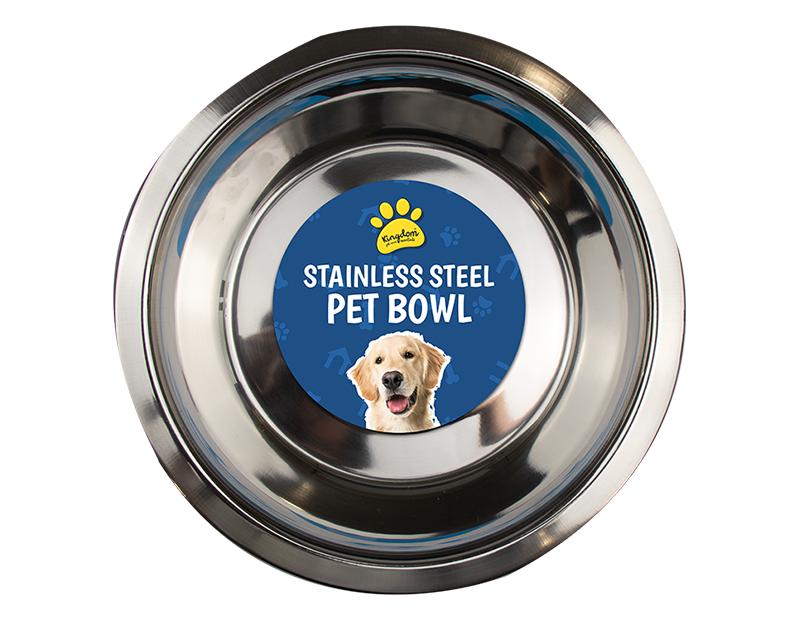 KINGDOM STAINLESS STEEL PET DOG BOWL 21CM. PET9211OB \\\KD27584