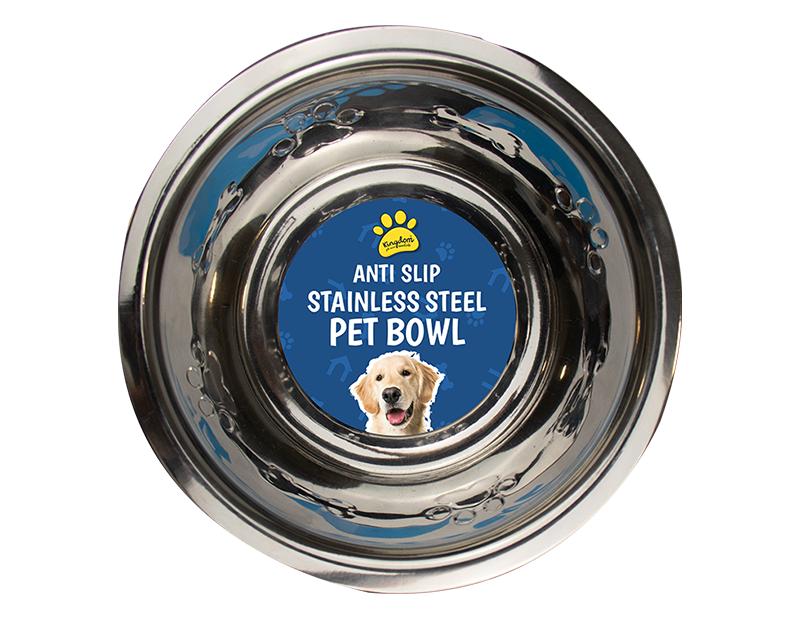 KINGDOM STAINLESS STEEL ANTI SKID PET DOG BOWL 16CM. PET9213OB \\\KD27585