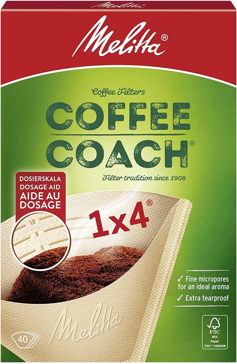 MELITTA COFFEE COACH COFFEE FILTER BROWN PAPER BAGS 1X 4 40/PK. MEL6773344 \\\KD27613