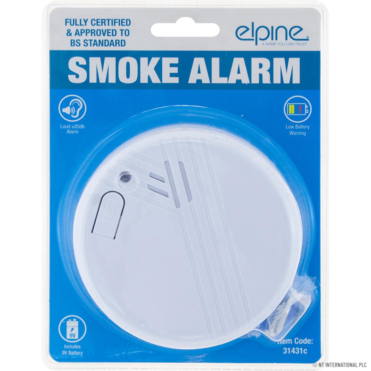 ELPINE 9V BATTERY OPERATED SMOKE ALARM. 31431C \\\KD27672