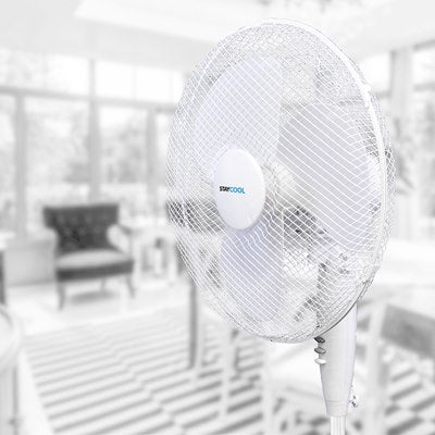 STAY COOL PORTABLE 16 INCH OSCILLATING STAND FAN WHITE. F1221WH \\\KD27765