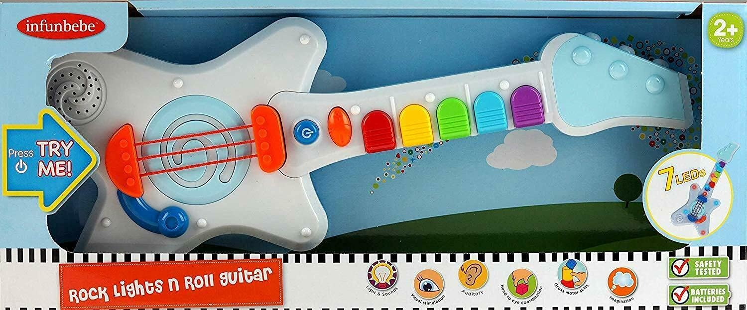 INFUNBEBE ROCK N ROLL LIGHT UP & SOUNDS GUITAR. TY2434 \\\KD27790