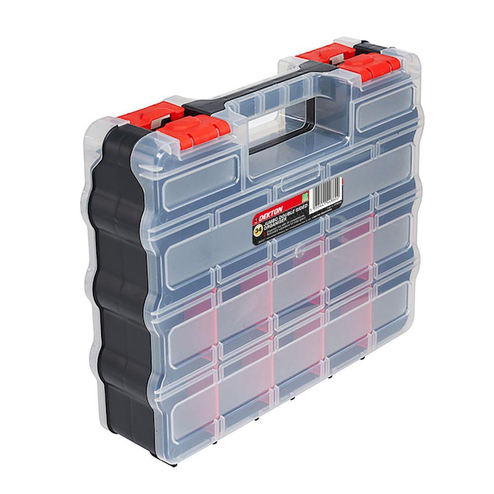 DEKTON 34 COMPARTMENTS DOUBLE JUMBO ORGANISER CASE WITH REMOVABLE DIVIDER. DT50123 \\\KD27797