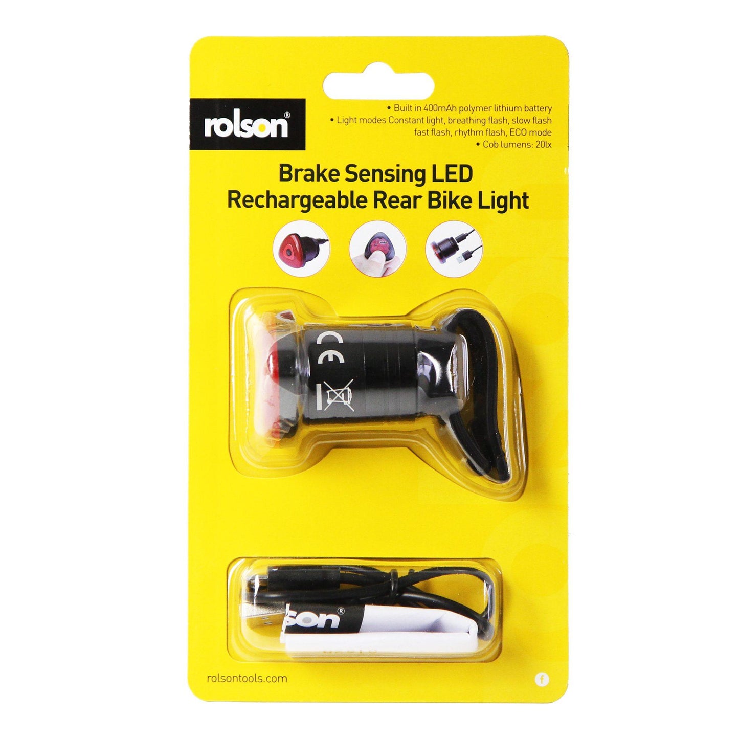 ROLSON RECHARGEABLE MOTION SENSING / SMART REAR BIKE RED LIGHT. RT61428 \\\KD27812