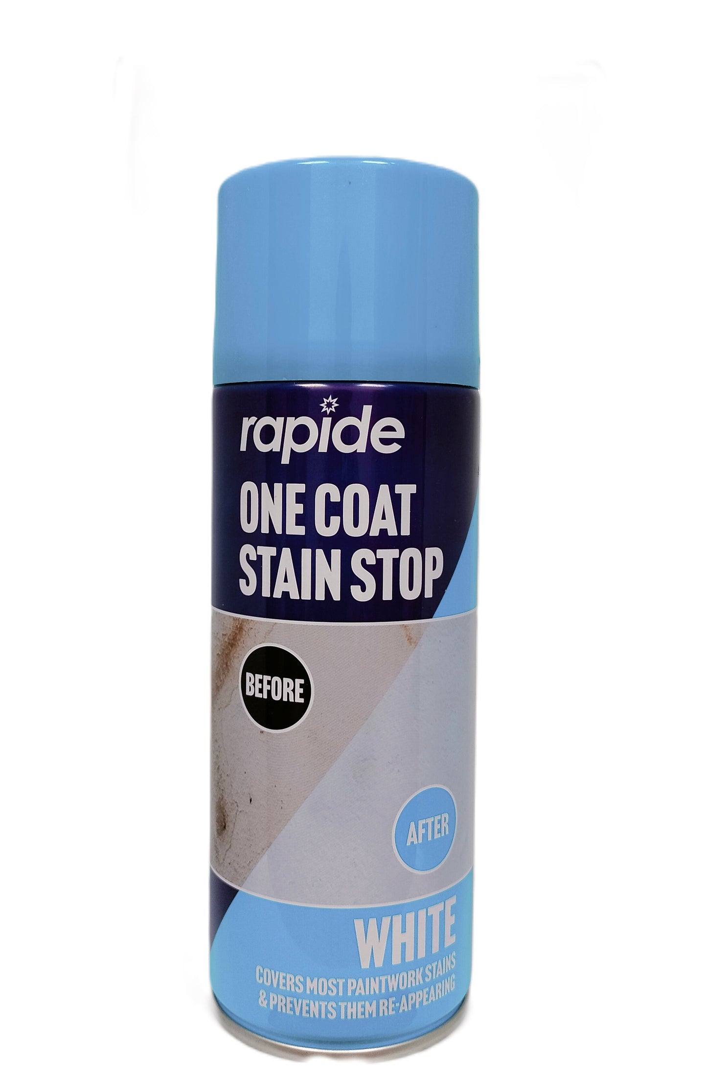 RAPIDE ONE COAT STAIN STOP SPRAY PAINT 400ML - WHITE. WDL2692 \\\KD27844