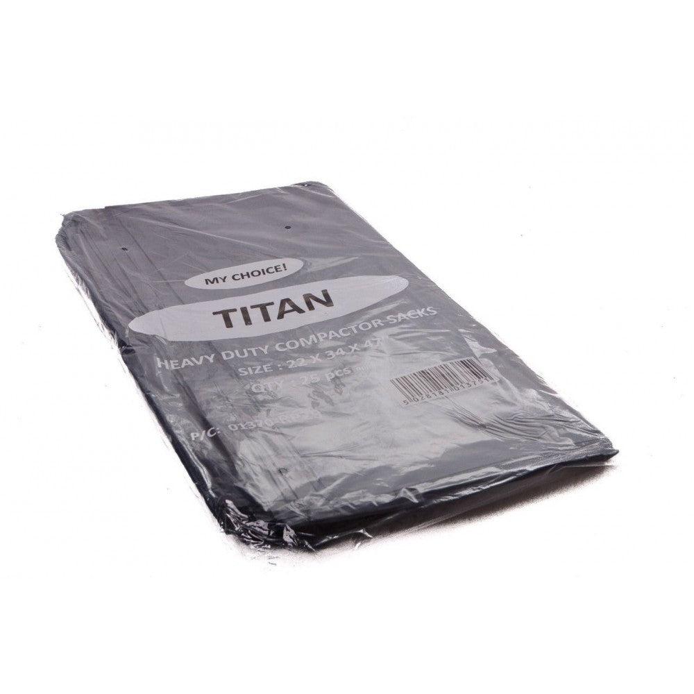 TITAN HEAVY DUTY BLACK COMPACTOR SACKS 22.5 X 34 X 47" 25/PK. 01370-RX29 \\\KD27899