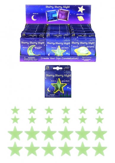 GLOW IN DARK SELF ADHESIVE STARS 6.5CM 24/PK. T51491 \\\KD28076