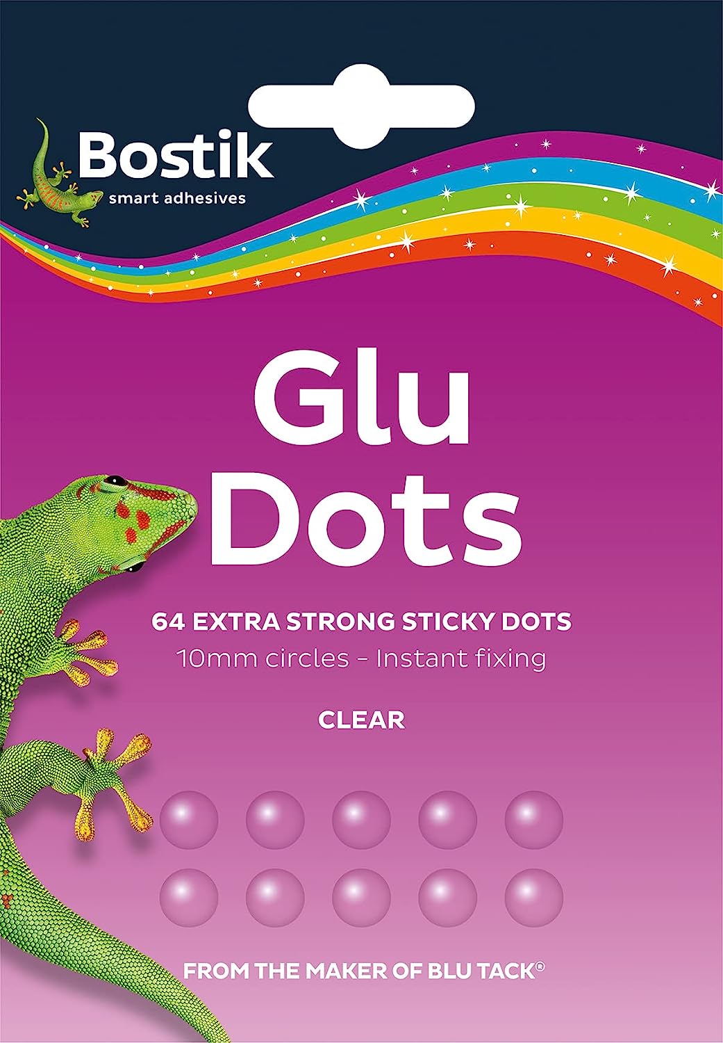 BOSTIK EXTRA STRONG CLEAR GLUE / GLU STICKY DOTS 10MM 64/PK. 30803719 3109824 \\\KD28118