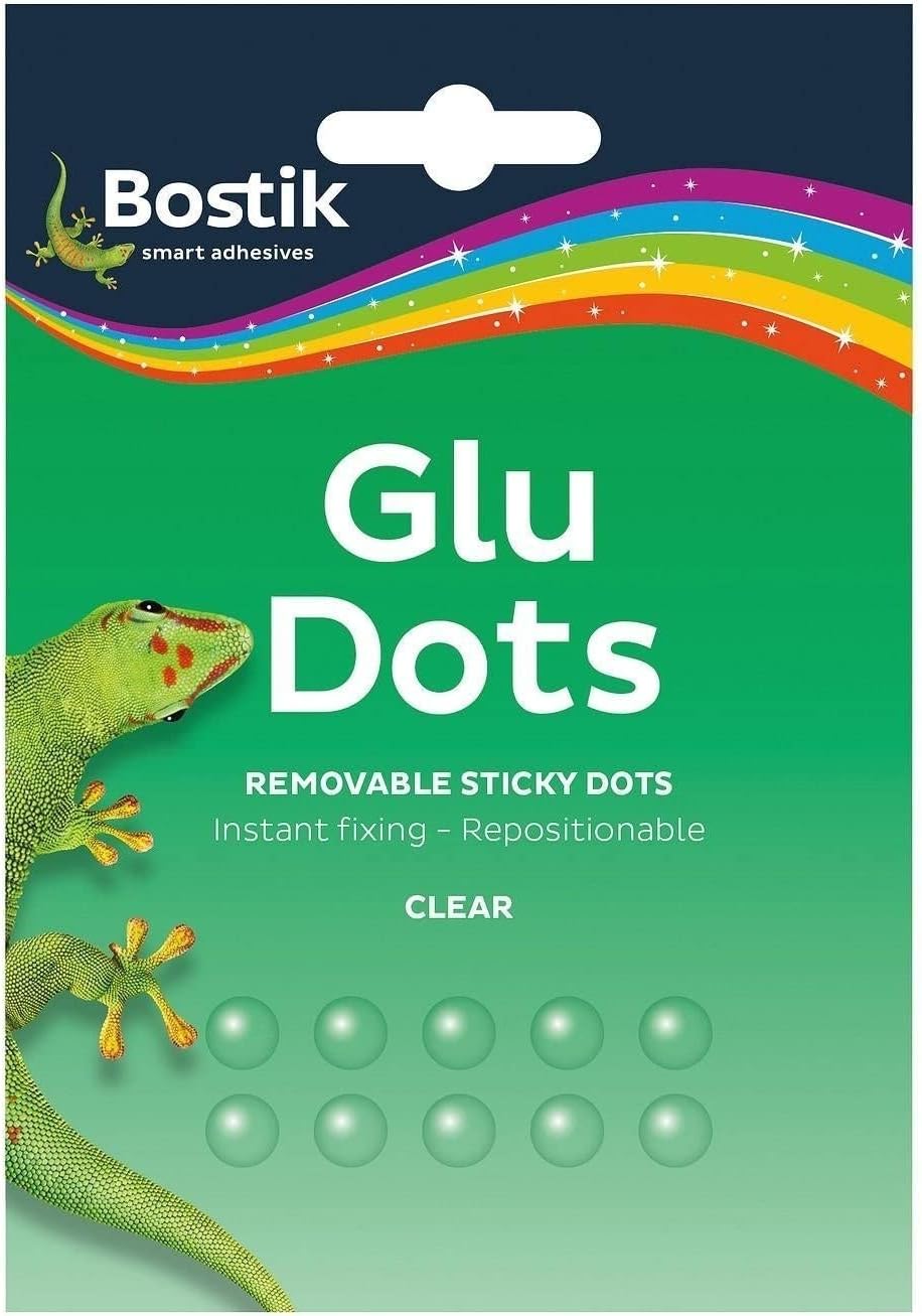 BOSTIK REMOVABLE CLEAR GLUE / GLU STICKY DOTS 10MM 64/PK. 30800951 3109831 \\\KD28119