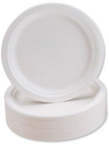ECOWISE WHITE BEGASSE BIODEGRADABLE PLATES 7" / 18CM 50/PK. EC-0041 \\\KD28132