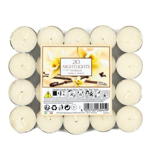 ALADINO NIGHTLIGHTS TEALIGHT CANDLE 7HRS 20/PK - VANILLA. ALN201216 \\\KD28155