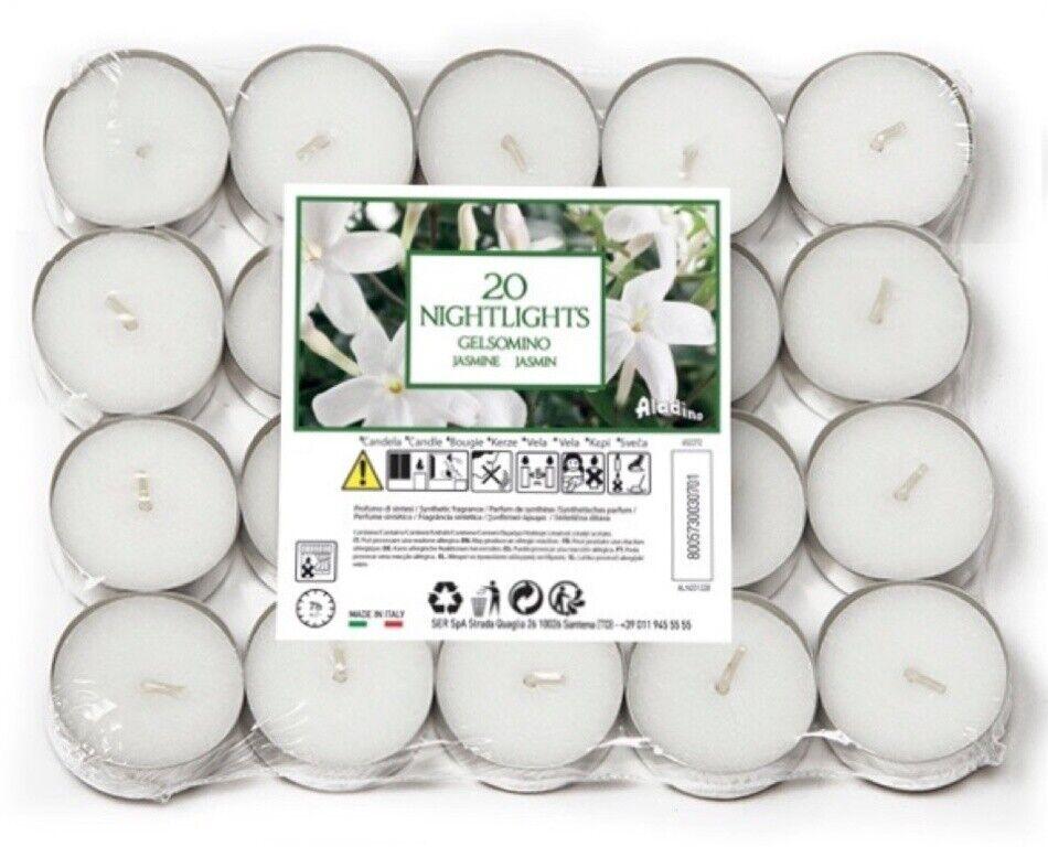 ALADINO NIGHTLIGHTS TEALIGHT CANDLE 7HRS 20/PK - JASMINE. ALN201228 \\\KD28157