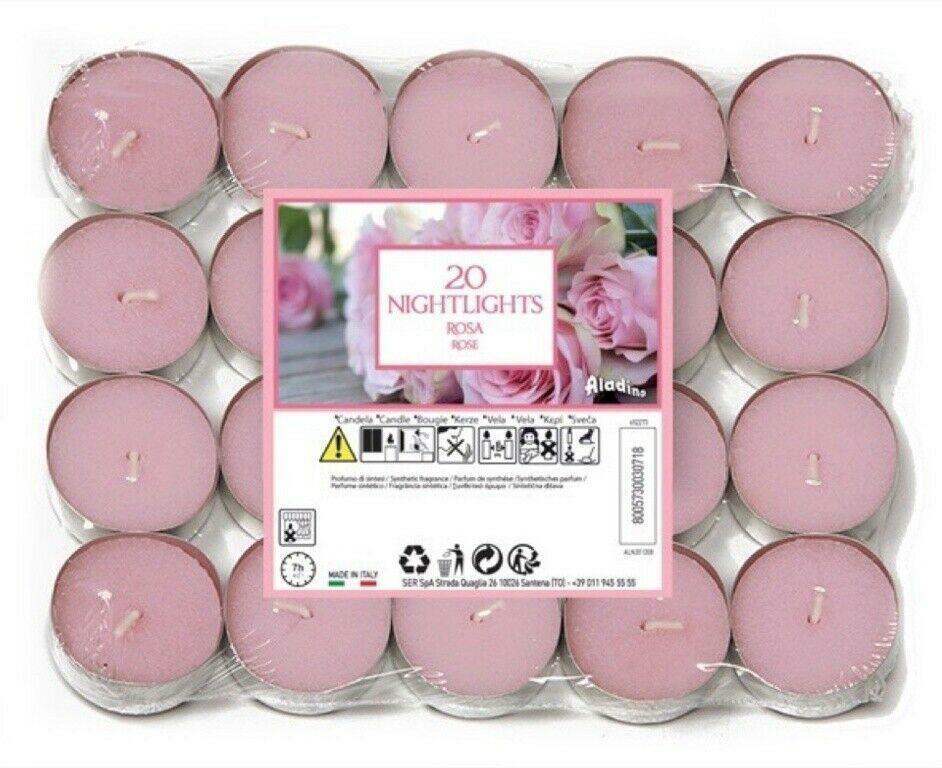 ALADINO NIGHTLIGHTS TEALIGHT CANDLE 7HRS 20/PK - ROSE. ALN201208 \\\KD28160