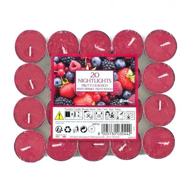 ALADINO NIGHTLIGHTS TEALIGHT CANDLE 7HRS 20/PK - MIXED BERRIES. ALN201213 \\\KD28161