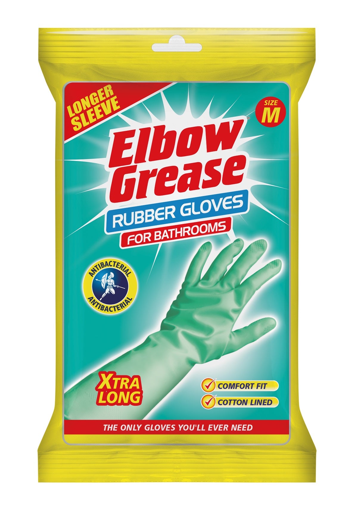 ELBOW GREASE ANTIBACTERIAL BATHROOM CLEANING GLOVES MEDIUM. EG112 \\\KD28193