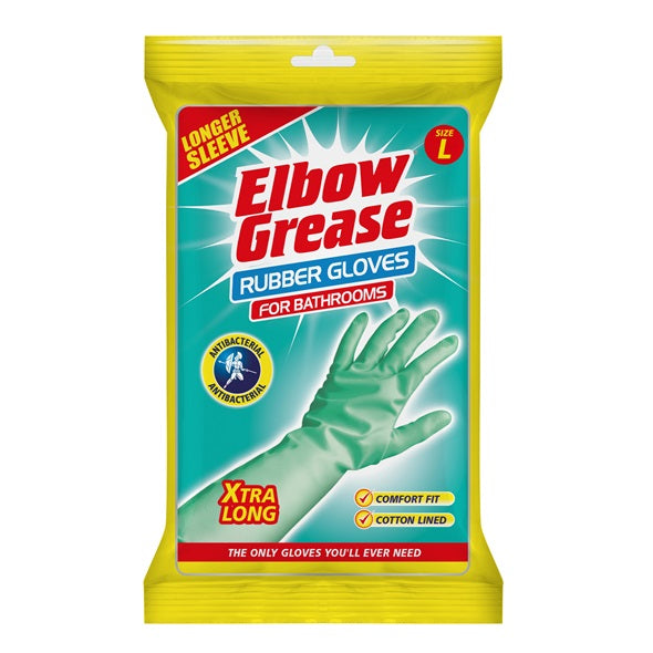 ELBOW GREASE ANTIBACTERIAL BATHROOM CLEANING GLOVES LARGE. EG113 \\\KD28194