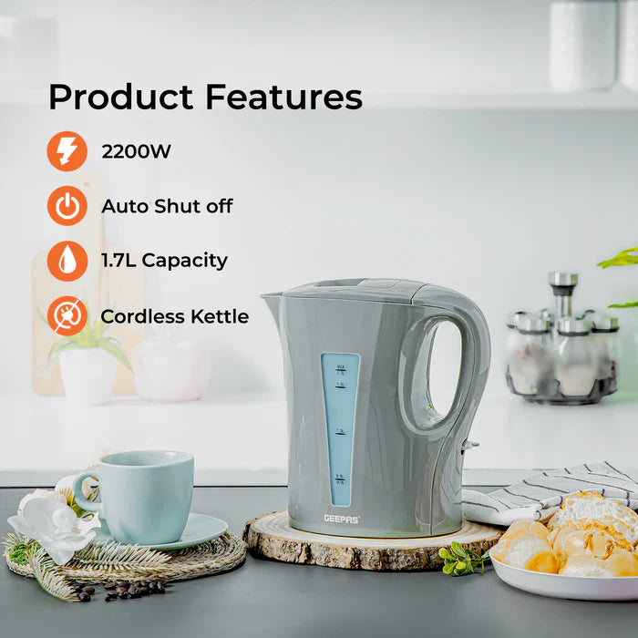 GEEPAS 2200W KETTLE GREY 1.7L. GK38029UK-GR \\\KD28228