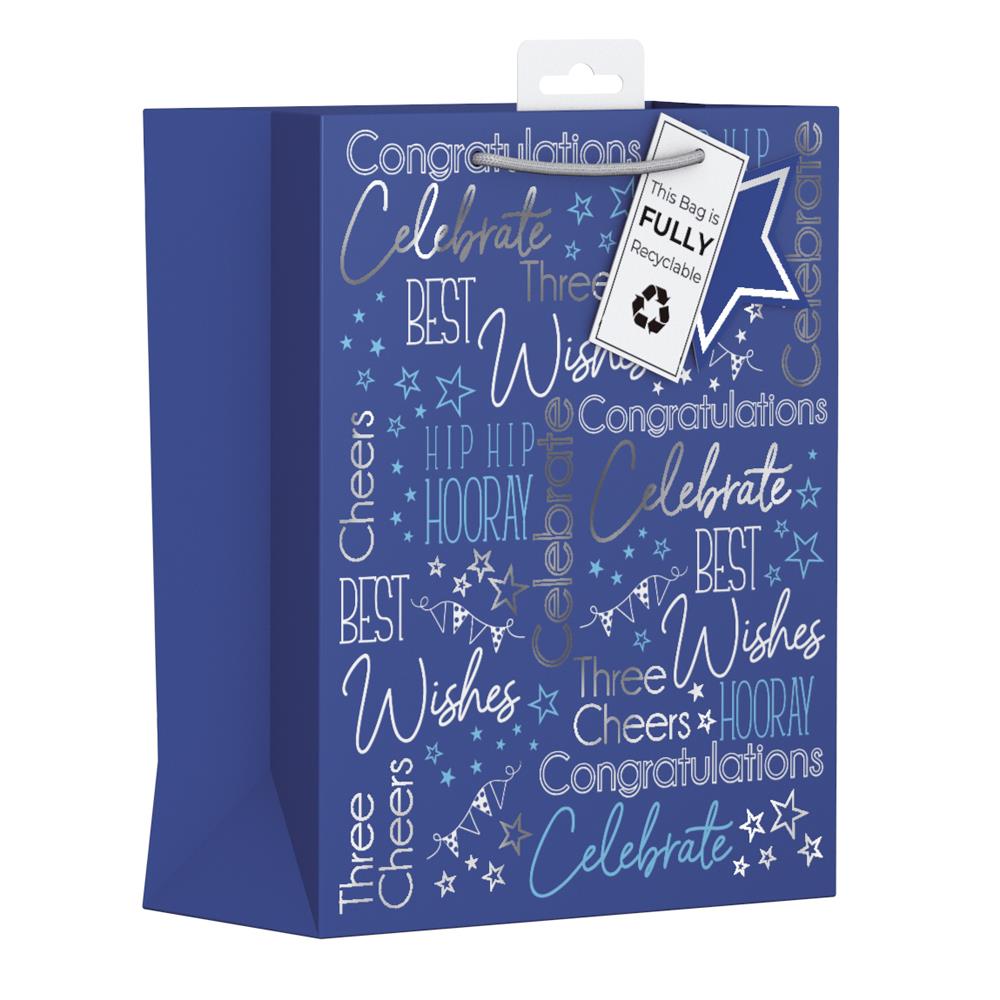GIFTMAKER MALE BLUE CELEBRATION GIFT BAG APX 20 X 30CM. YALGB44M \\\KD28381