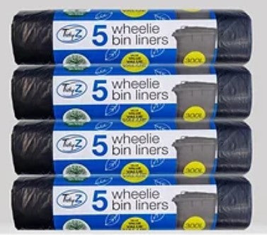 TIDYZ EXTRA VALUE WHEELY BIN LINERS 300 LITRES 5/PK. B0582 \\\KD28417