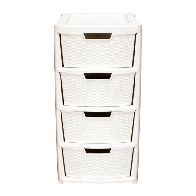4 DRAWER PLASTIC SMALL STORAGE TOWER RATTAN - CREAM. 05120400146 \\\KD28465