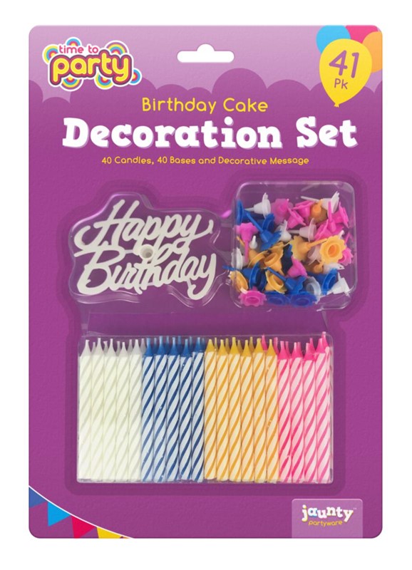 TIME TO PARTY BIRTHDAY CAKE CANDLE SET 41PCS. OL317194 \\\KD28468